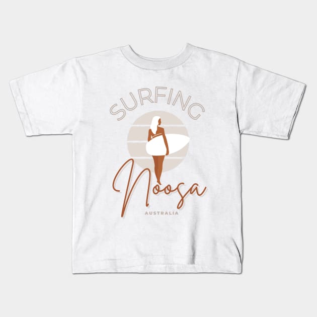 Surfing Noosa Australia Kids T-Shirt by Zaprinda